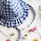 Blue Gingham Frill Sun Hat