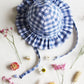 Blue Gingham Frill Sun Hat