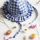 Blue Gingham Frill Sun Hat