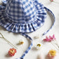 Blue Gingham Frill Sun Hat