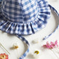 Blue Gingham Frill Sun Hat