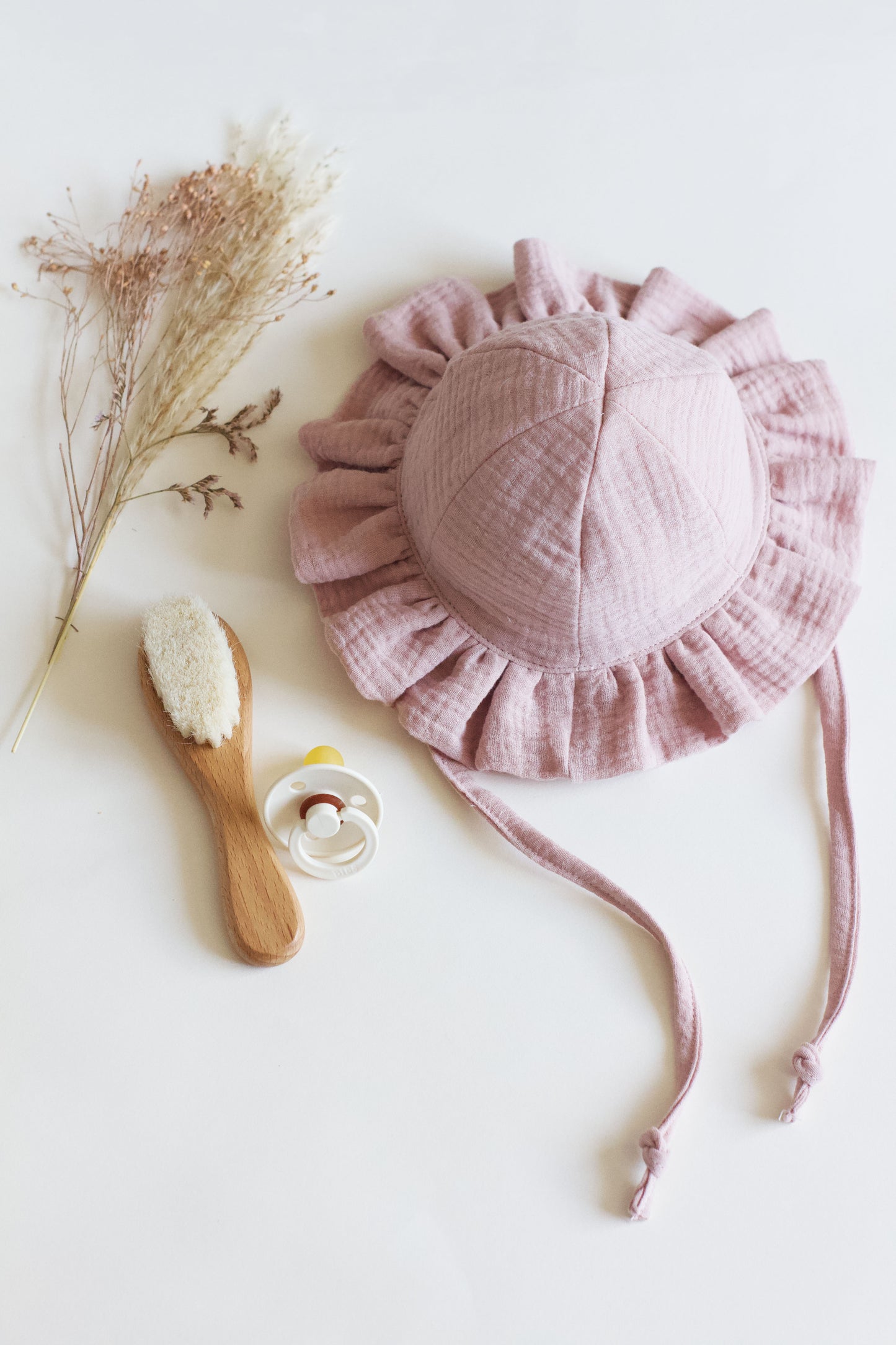 Dusky Pink Frill Sun Hat