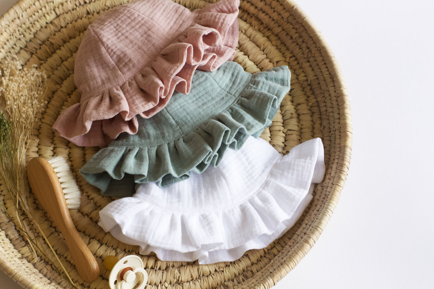 Dusky Pink Frill Sun Hat