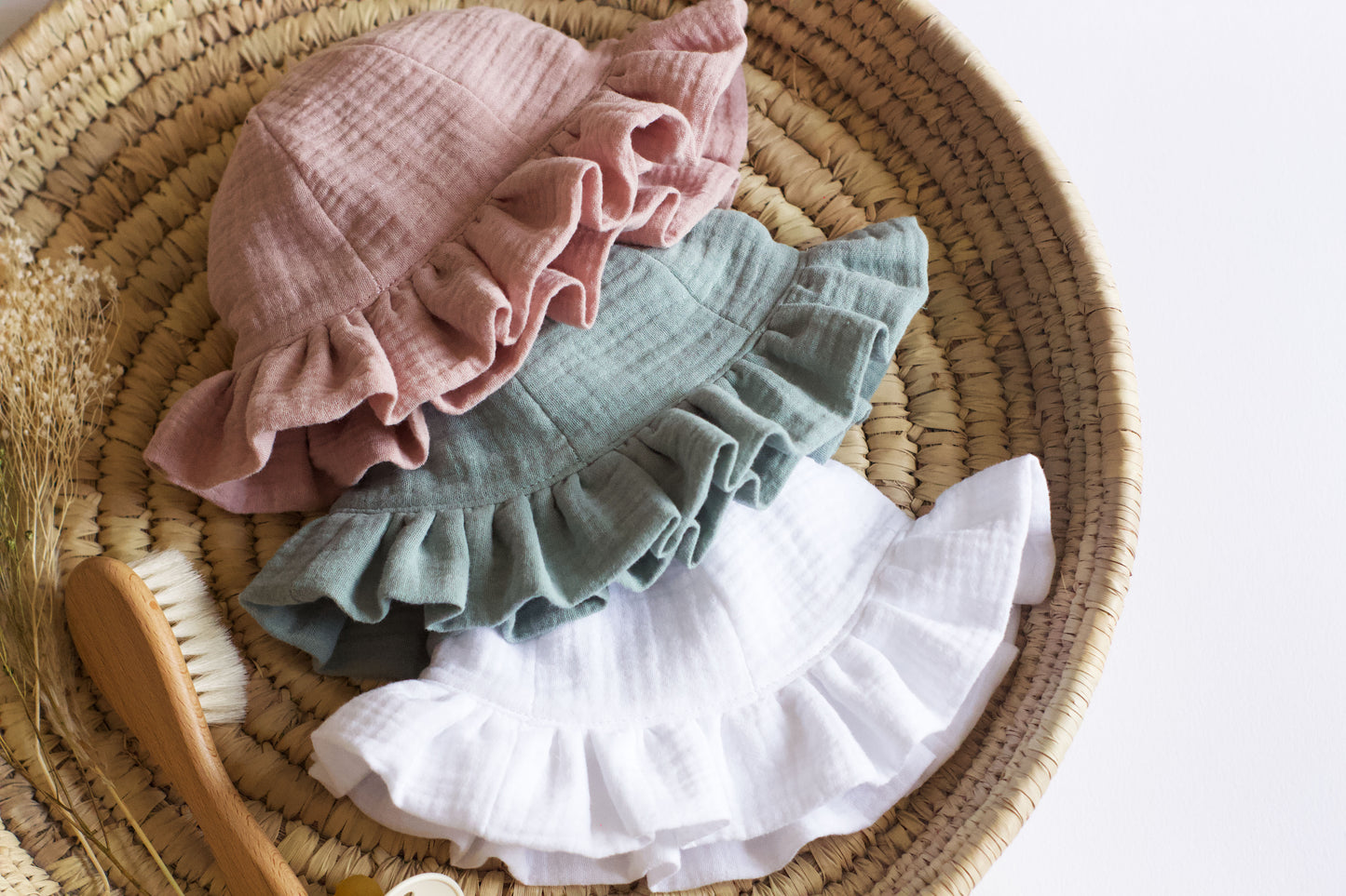 Dusty Green Frill Sun Hat