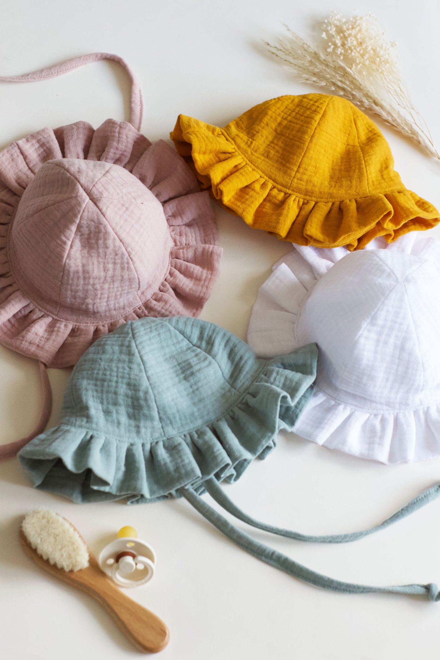 Dusky Pink Frill Sun Hat