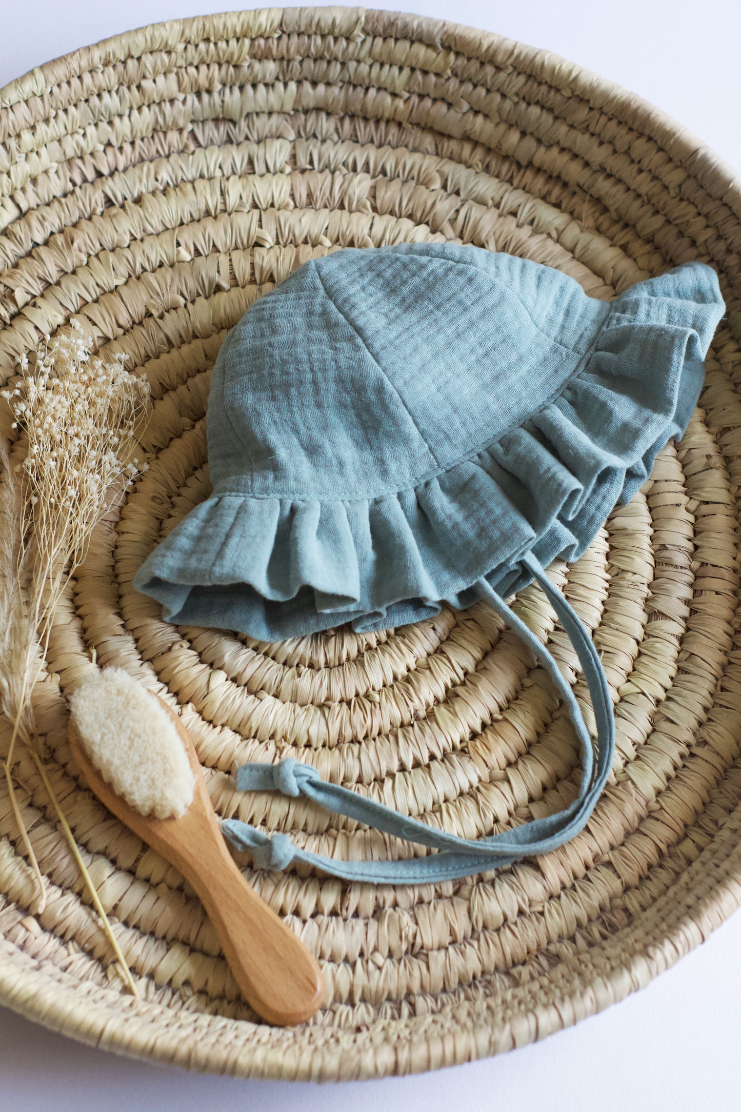 Dusty Green Frill Sun Hat