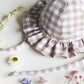 Beige Gingham Frill Sun Hat