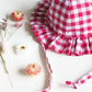 Raspberry Gingham Frill Sun Hat