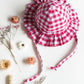 Raspberry Gingham Frill Sun Hat