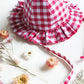 Raspberry Gingham Frill Sun Hat